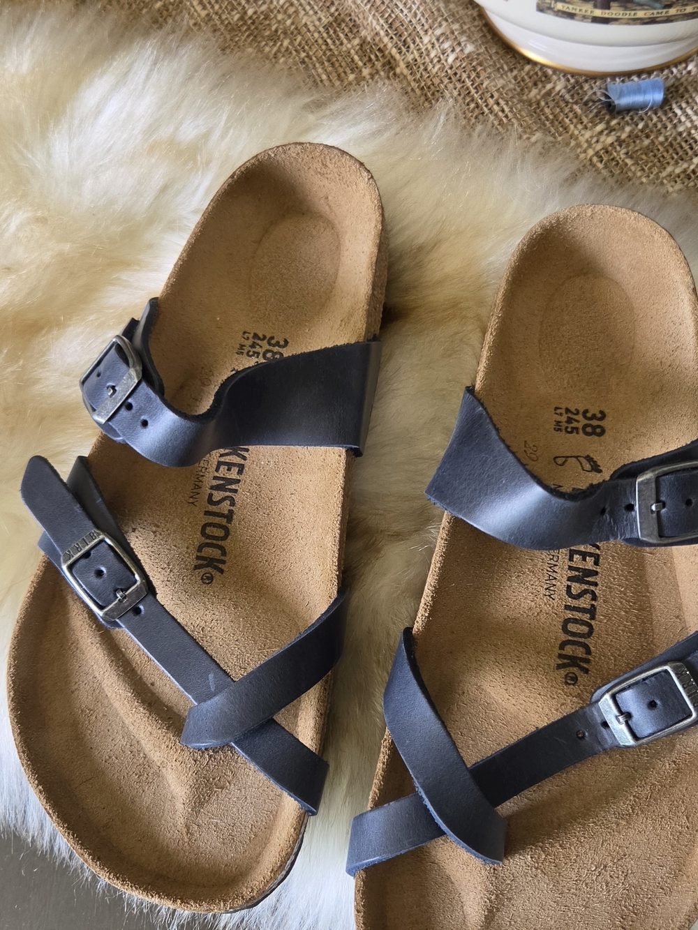 Birkenstock Black Leather Strappy Sandals